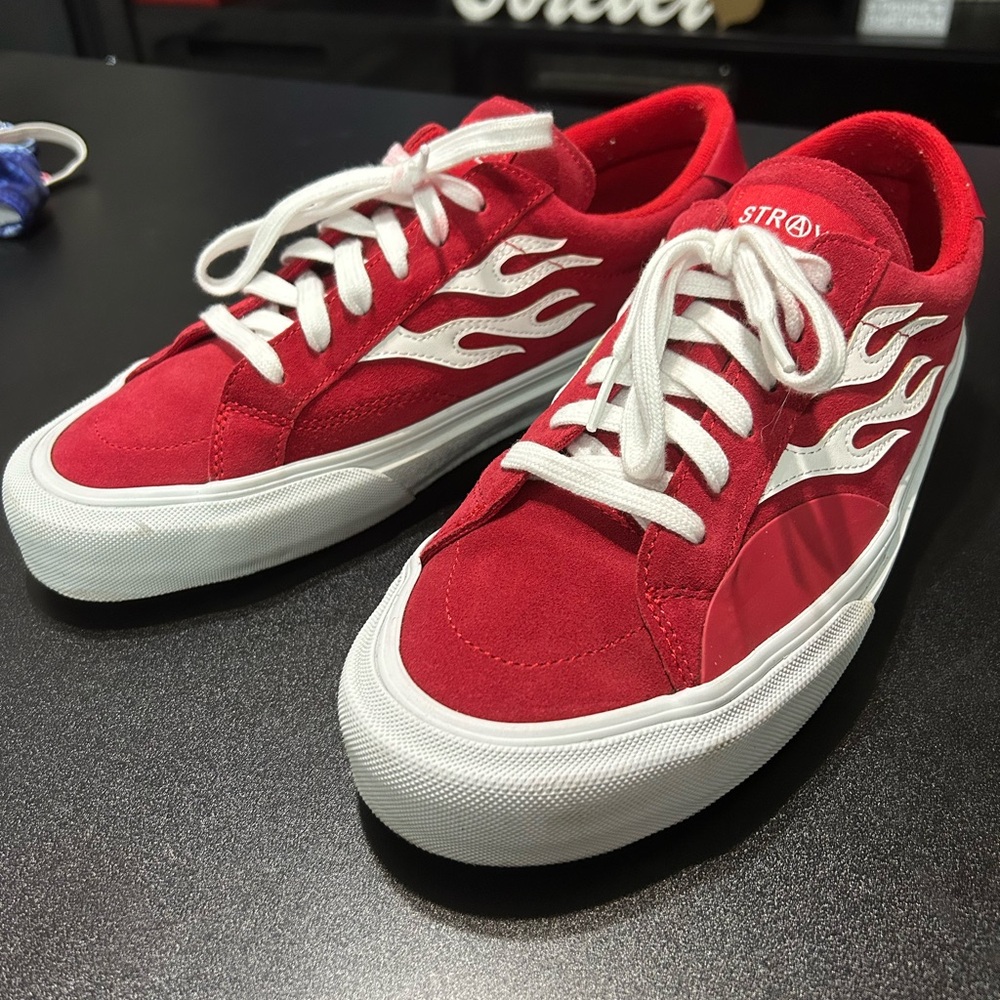 Straye Logan Flame Red Suede Skate Sneakers